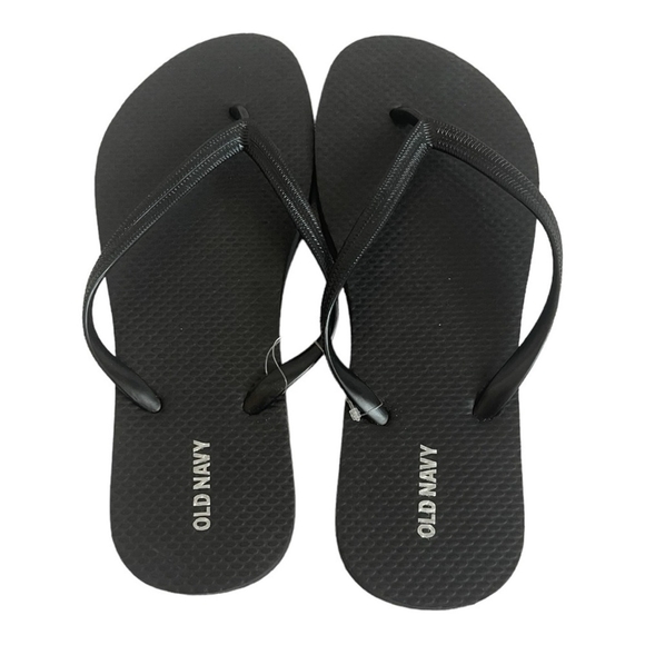 Old Navy Black Slim Flat Flip Flops Women’s Rubber Sandals Size 8 New - Picture 2 of 5